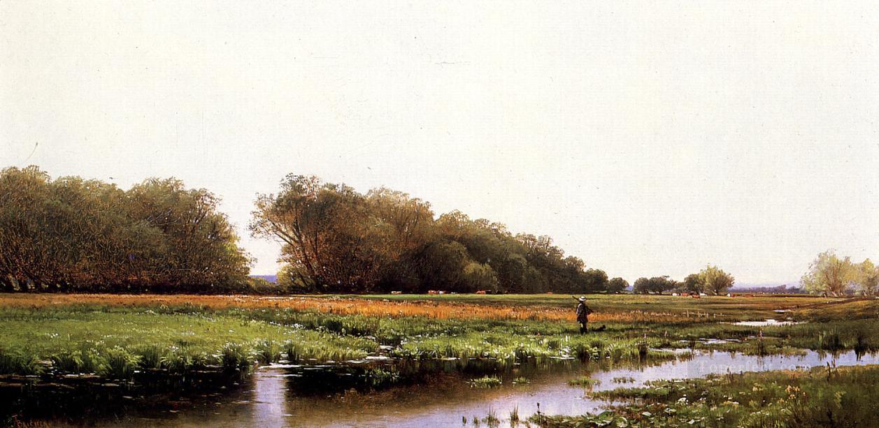 Hunter in the Meadows of Old Newburyport Massachusetts Alfred Thompson Bricher Oil Paintings